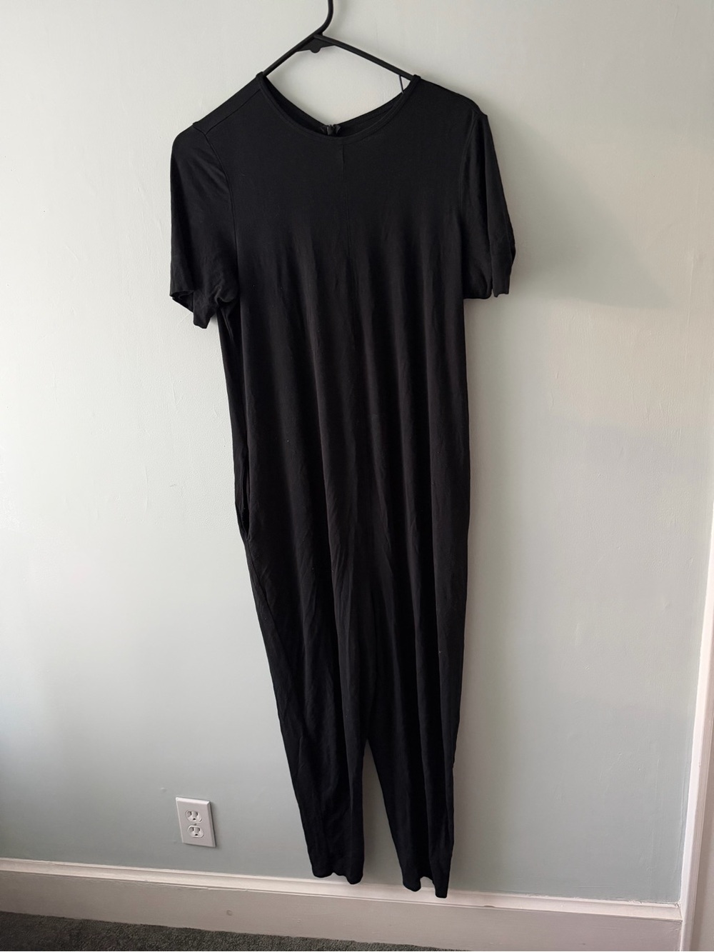 Quince Black Maternity Short-Sleeve Jumpsuit